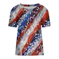 thumbnail image 4 of Honeeladyy USA Flag Tops for Women Fashion Summer Casual Printed Round Neck Short Sleeves Tshirt Blouse Gifts for Family(Red,2XL), 4 of 5
