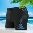 thumbnail image 2 of Ynynloco Swim Trunks Men Striped Print Elastic Waistband Drawstring High-Stretch Square Leg Boxer Briefs Quick Dry Beach Board Beach Sport Short, 2 of 6