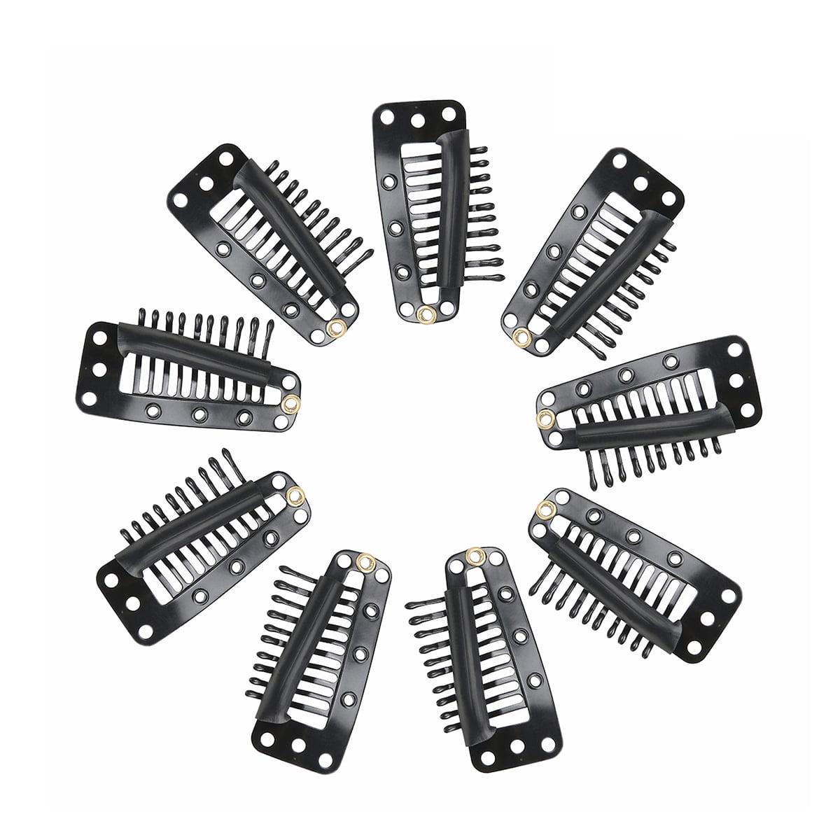 20pcs Fashion Women's 10 Teeth Snap-Comb Wig Clips with Rubber Back Tan 