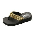 thumbnail image 3 of Penkiiy Wedge Flip Flops for Women Rhinestone Comfortable Sandals 40 Gold, 3 of 6