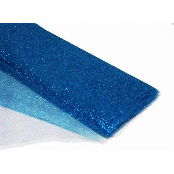DECORATIVE SILK INC. tulle Glitter Fabric 54" by 10 Yards (30 ft) Tulle Bolt for Wedding, party and Decoration (NAVY)