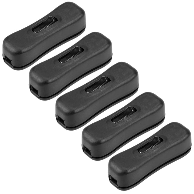 Unique Bargains Inline Cord Switch AC 250V 2A SPST Feed-Through Rocker Switch for Bedroom Table Lamp Desk Light Black 5pcs