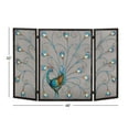 thumbnail image 4 of DecMode Black Eclectic Metal Fireplace Screen with Colorful Peacock Detail and Iron Frame, 48"W x 32"H, 4 of 14