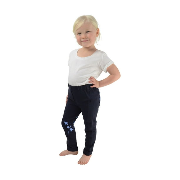 HyPERFORMANCE - Pantalón infantil de equitación estampado estrellas para niños niñas (Azul Marino/Estrellas Cornflower)
