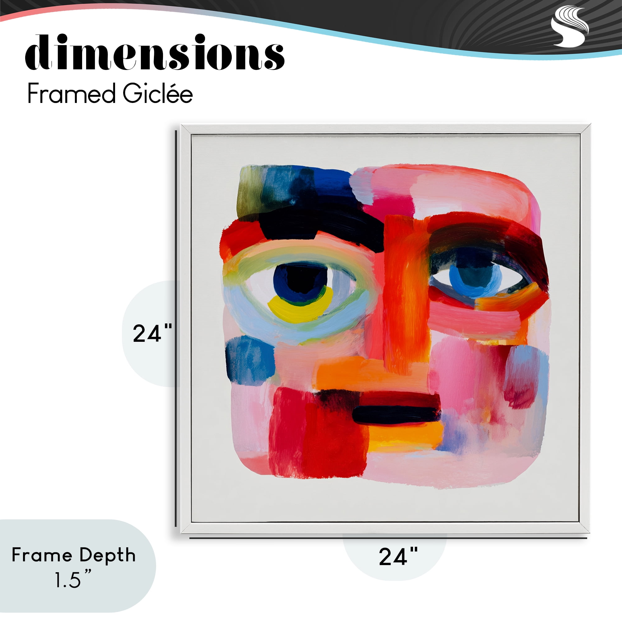 Stupell Industries Cubist Gaze in Vivids White Framed Giclee Art, design by Chromatic Storm Studio