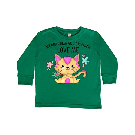 

Inktastic My Grandma and Grandpa Love Me with Cute Kitten and Flowers Gift Toddler Boy or Toddler Girl Long Sleeve T-Shirt