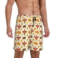 thumbnail image 2 of Balery Thanksgiving Turkeys Pantalones cortos de pijama de punto de algodón para hombre con cinturilla y bolsillos-Small, 2 of 6