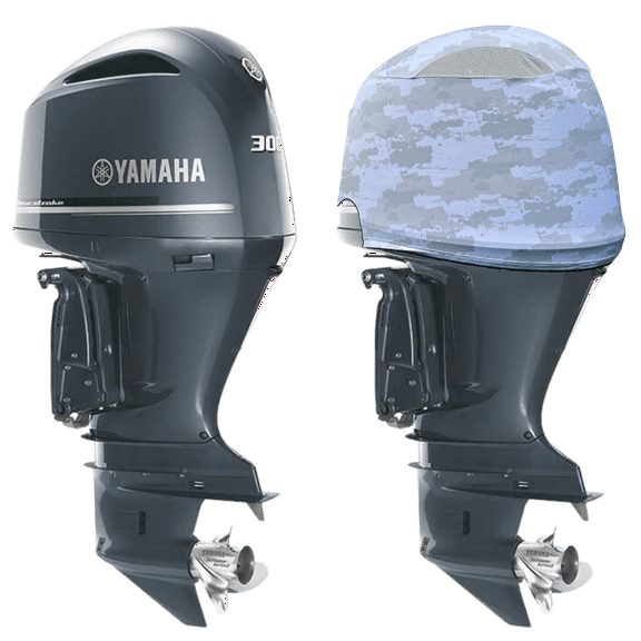 OUTERENVY Grey Digital Camo Outboard Motor Cover for Yamaha V6 4.2 F225-300HP [2009-2021] (Side Vents) Made in USA to Stay on While You Run!