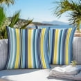thumbnail image 5 of Blue Yellow Colorful Stripes Outdoor Pillow Covers Set of 2 Summer Classic Stripes Waterproof Throw Pillow Case Decorative Square Cushion Cover for Patio Couch Garden Balcony, 26"x26", 5 of 9