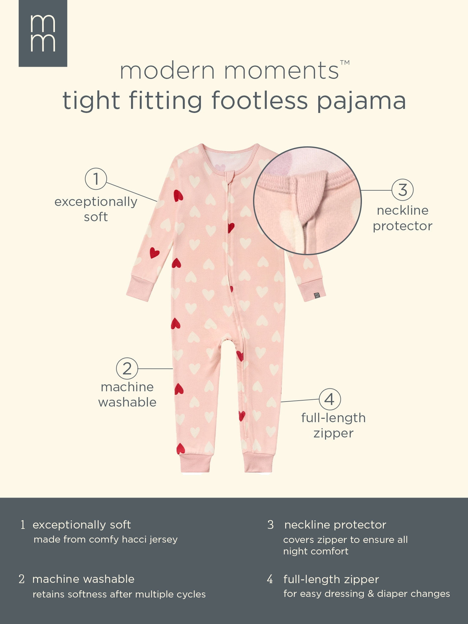 Modern Moments by Gerber Toddler Neutral Valentine´s Day One-Piece Pajama, Sizes 12M-5T