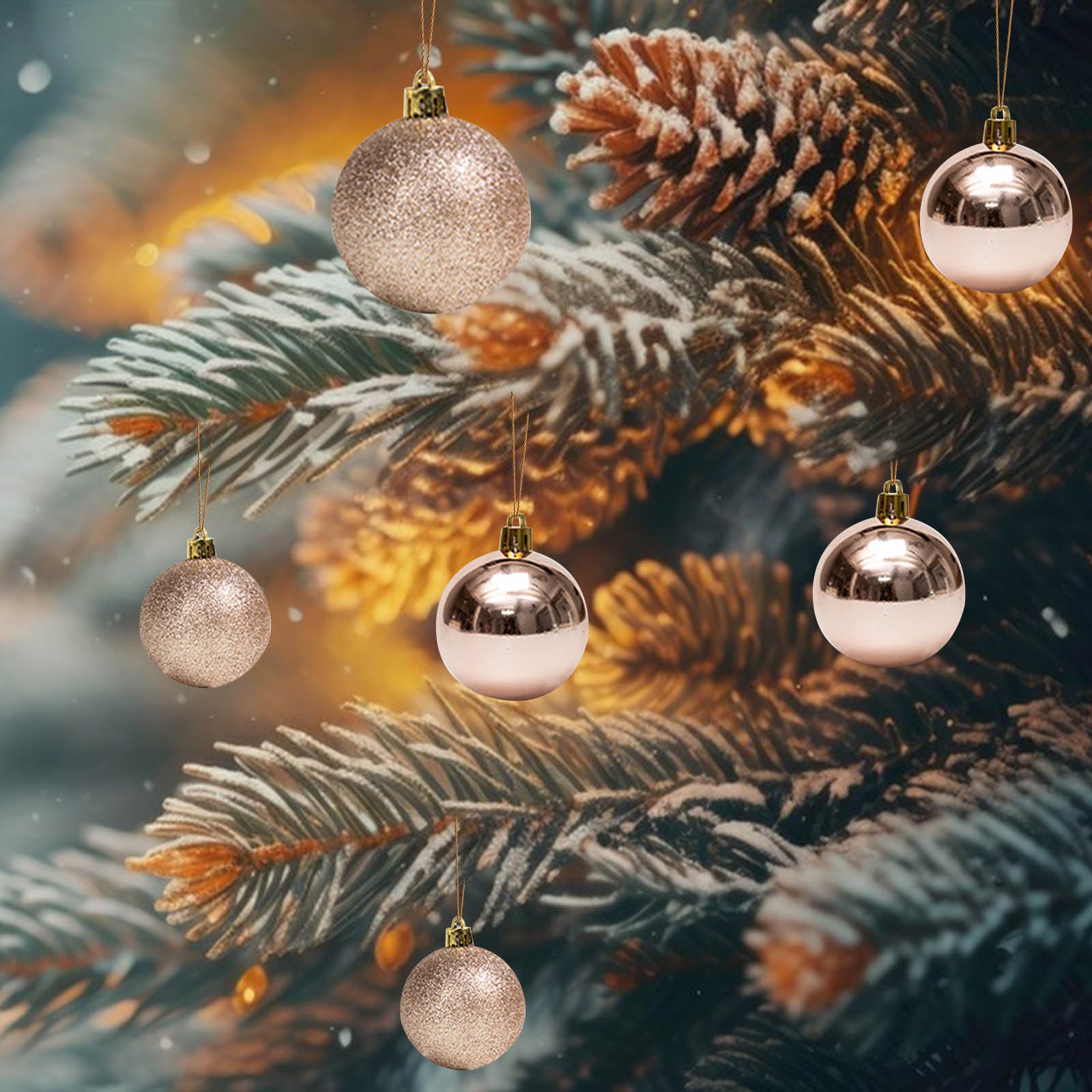 Boules De Noël Brillantes 3 Cm Et 6 Cm - Ornements En PVC Scintillant - Lot Pour Sapin, Guirlande, Table