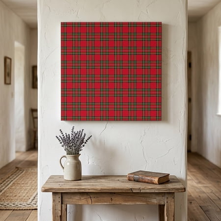 Ships Next Day Canvas Wall Art 10 x10 Red Green Checkered Wood Framed Canvas Print Painting Christmas Red and Green Plaid Ready to Hang Small Picture Wall Decor for Home Kitchen Nursery Office