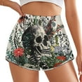 thumbnail image 2 of Women's Originals Shorts, Jersey Sports Shorts, Gym Shorts For Women, Skull Flowers Illustration, 4XL, Plus Size Available, 2 of 5