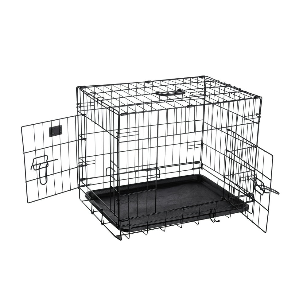 Pet Trex 24 Inch Folding Pet Crate, 2 Door Animal Kennel, 24" Dogs