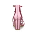 thumbnail image 3 of BLISSFUL STEP Women's Strappy Crisscross Strap Block Heels Sandals Pink 7.5, 3 of 9