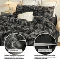 thumbnail image 6 of LIFEREVO Luxury 3 Piece Shaggy Black Ombre Marble Print Duvet Bedding Set, King, 6 of 7