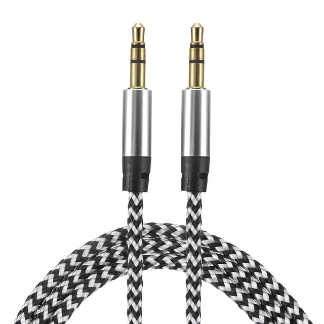 Auxiliar Cable 3,5mm Macho a Macho Nylon Trenzado 3 Pies Auxiliar Cable Plata para Auriculares, Inteligentes Teléfonos, Casa/Coche Estéreo, Altavoces, Computadoras