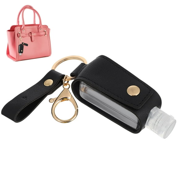 ROSENICE Travel Bottle Keychain Black Plastic Rectangular Design 1 Set 3.5x1.2x1.2in