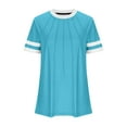 thumbnail image 4 of TKLPEHG Womens Short Sleeve Shirts Crew Neck Pleated Tunic Tshirt Basic Tops Loose Fitted Casual Summer Classic Solid Color Tshirt Womens Clothes (Sky Blue,S), 4 of 4