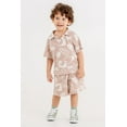 thumbnail image 3 of Miss & Mr Tuffy Boys 2 Piece Summer Shorts Set | Animal Patterned Shirt & Elastic Waist Shorts | 100% Organic Cotton Outfit | Toddler Kids 2-5Y | White- Yellow | OEKO-TEX, 3 of 6