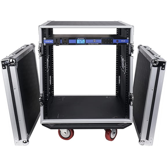 Sound Town PA DJ Combo with 12U Rack/Road ATA Case w/Casters, One 10 Outlet AC Power Conditioner/Sequencer (STRC-12PSA28)