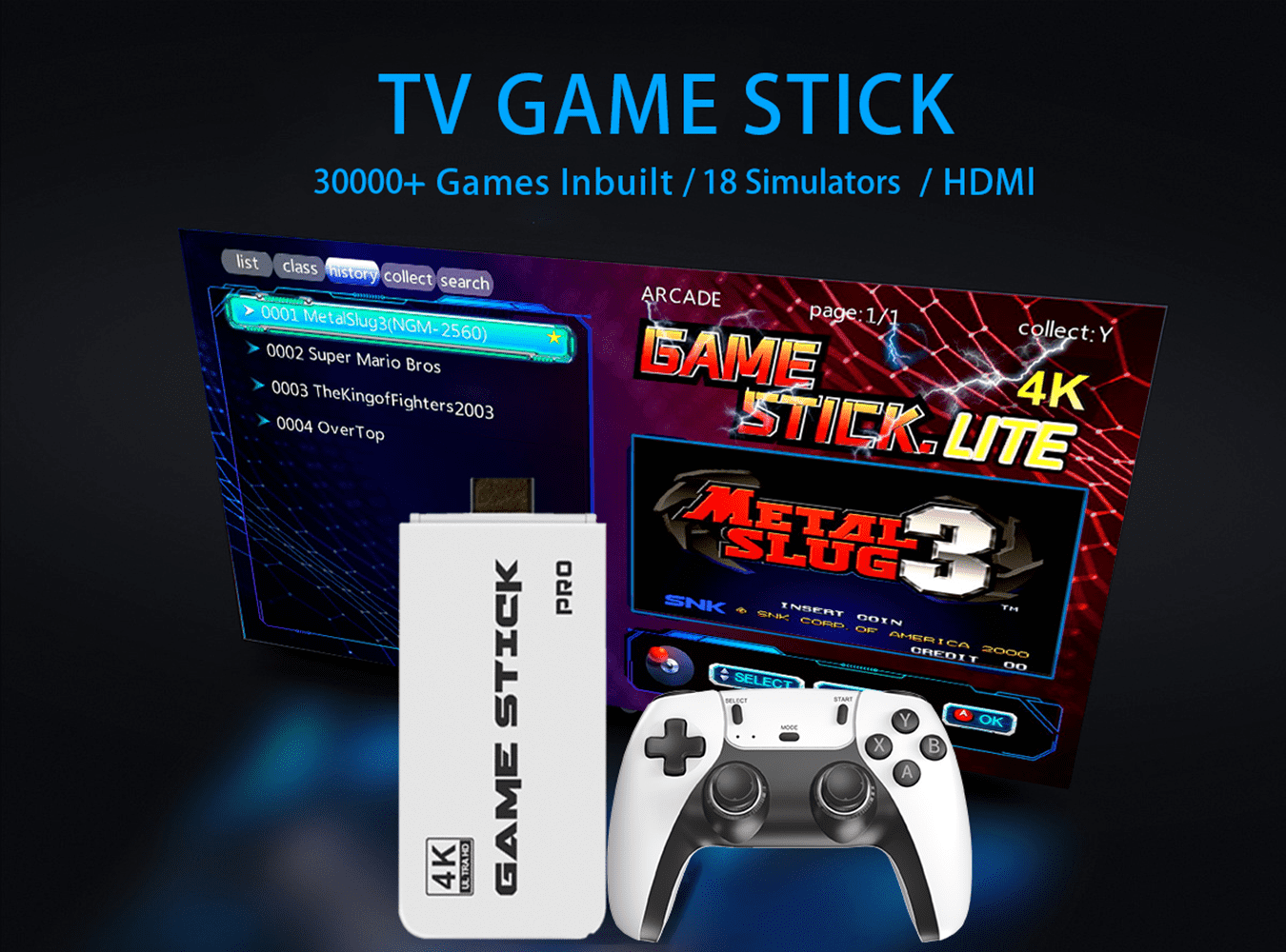 Salange Retro Game TV Stick M8 4K Pro Game Stick 64G Dual 2.4G Wireless Controller 4K Retro Classic Games