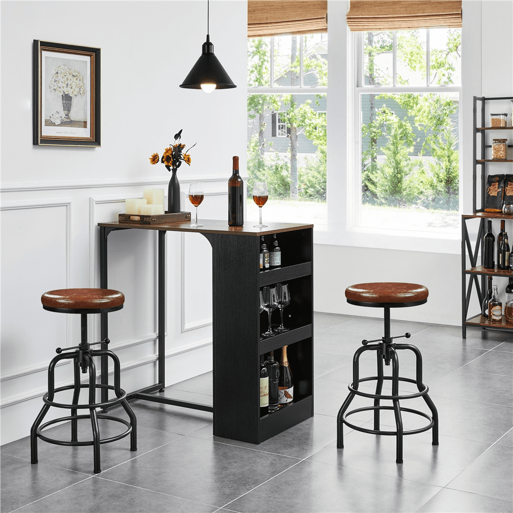 Alden Design Vintage Faux Leather Counter-Height Bar Stool, Adjustable, Brown