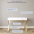 thumbnail image 4 of BELLEZE Vanity Table, Home Office Computer Desk - Ellena (White), 4 of 7