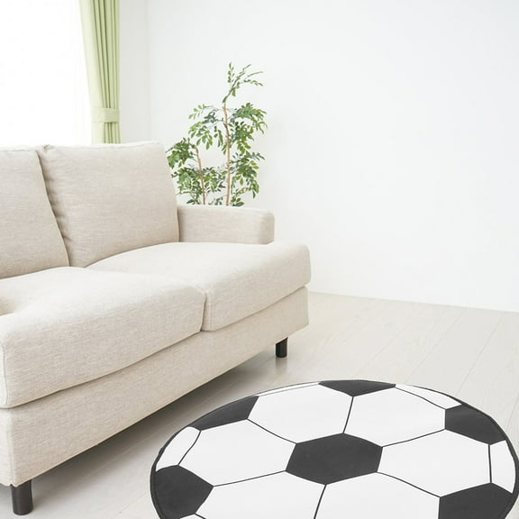 Masteelf Soccer Ball Rug Round Washable Rug for Living Room Circle Rugs Small Round Carpet for Bedroom for Kids Room Football Decorations for Home