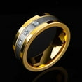 thumbnail image 5 of Yellow Gold Plated Matte 8mm AAA CZ Titanium Steel Mens Ring Men Wedding Band Man Ring, 5 of 7