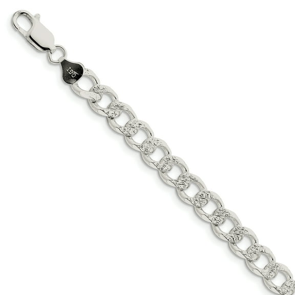 Primal Silver Sterling Silver 8mm Pave Curb Chain Bracelet