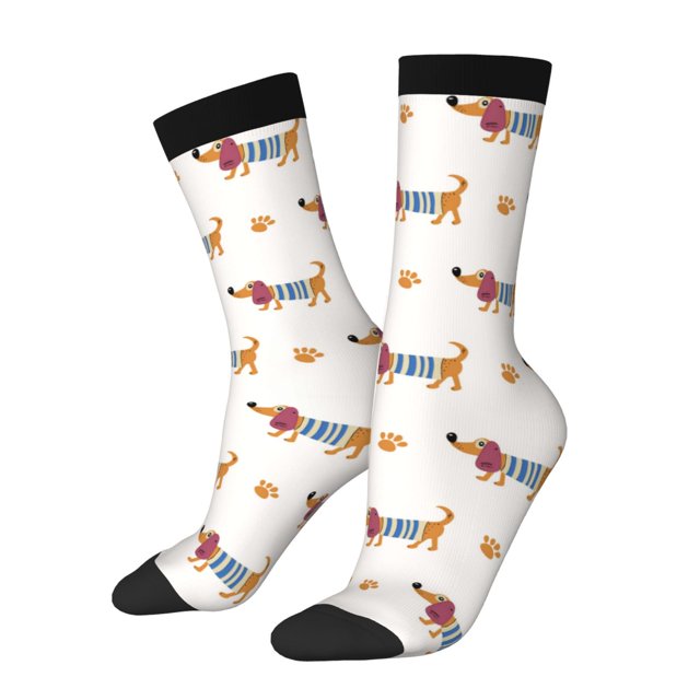 Balery Dachshund Dog Puppy Calcetas Largas con Estampado para Hombre y Mujer – Suaves y Transpirables, Talla Única (US 5-11)