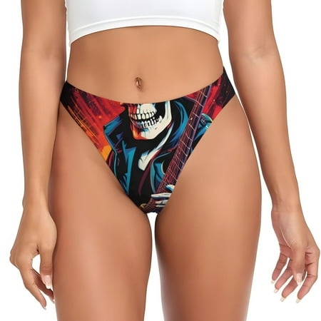 Sigee Rock Skull Singer for Women s G-String Panty  Low Rise  Soft Lace Perfect for Everyday Wear or Special Occasions-Medium