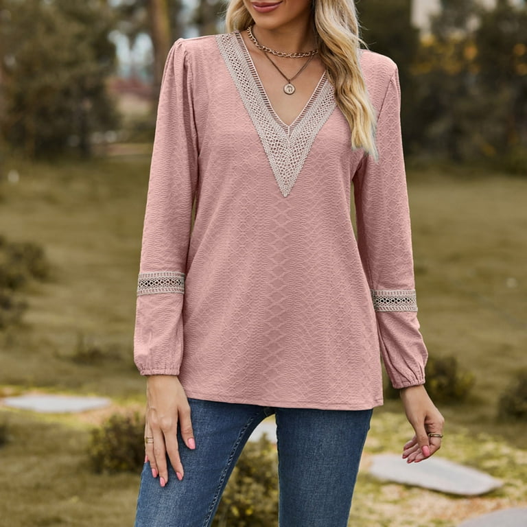 Solid Patchwork V Neck Tops(6 Colors) Solid Patchwork V Neck Tops(6 Colors)