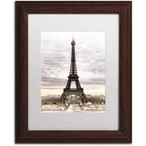 Trademark Fine Art "The Eiffel Tower" Canvas Art by Philippe Hugonnard, White Matte, Wood Frame