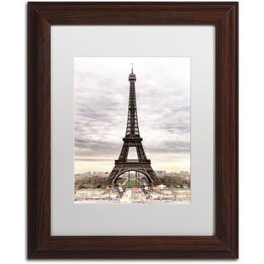 Trademark Fine Art "The Eiffel Tower" Canvas Art by Philippe Hugonnard, White Matte, Wood Frame