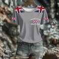 thumbnail image 5 of T Shirts for Women Great British Flag Print Short Sleeve Crew Neck Tops Summer Casual Stretch Comfy Loose Workout Basic Tees Z002-Grey M, 5 of 5