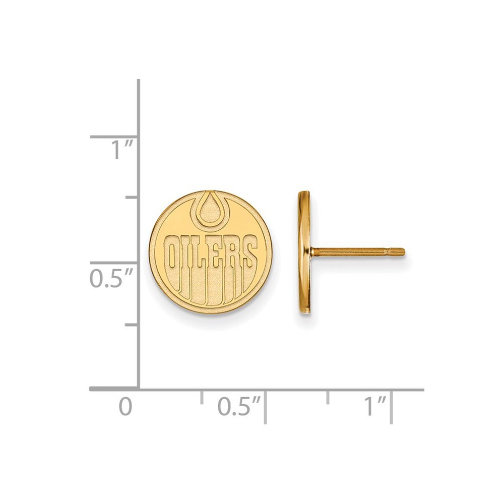Solid 14k Yellow Gold Official NHL Edmonton Oilers Small Post Studs Earrings 12mm - image 2 of 3