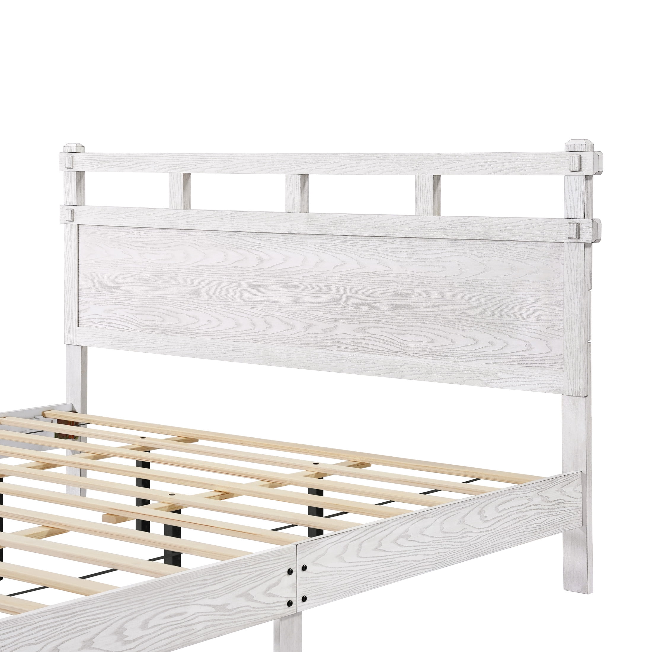 Christopher Knight Home California King Bed Frame with Farmhouse Headboard, Antique White
