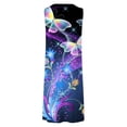 thumbnail image 5 of Usmixi Summer Dresses for Women Beach Fashion High Waist Pleated Swing Tunic Tank Mini Sun Dresses Sleeveless Round Neck Butterfly Print Short 2023 Casual Dress Blue xl Clearance Under $5, 5 of 6