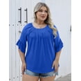 thumbnail image 5 of Top Micoson de talla grande para mujer, elegante, con volantes, manga corta, 5 of 5