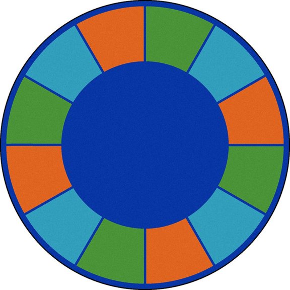 Joy Carpets Kid Essentials Squares to Spare 7'7" Round Area Rug in Color Multi