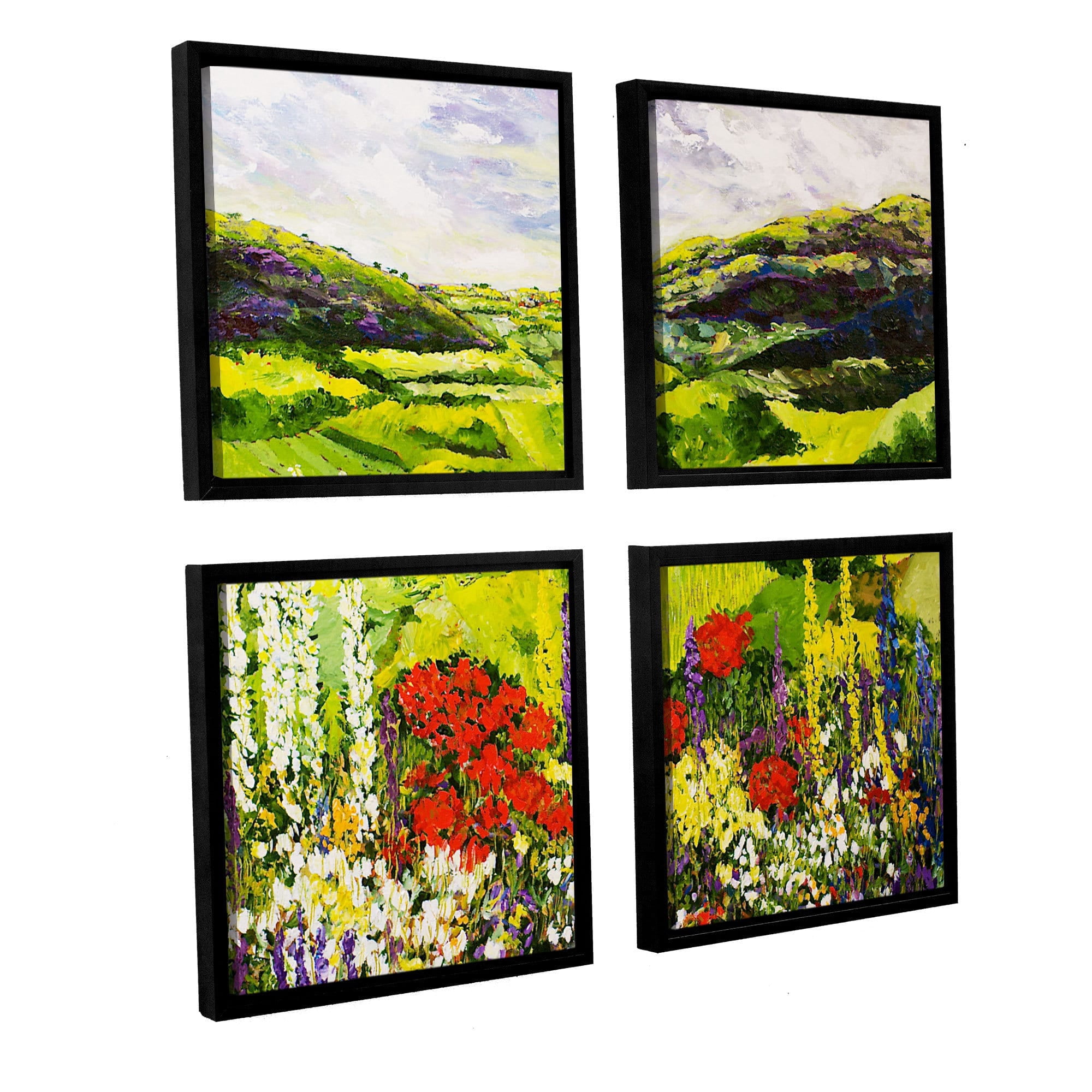 ArtWall Allan Friedlander "Meadow Lark" 4-Piece Floater-framed Canvas Square Set