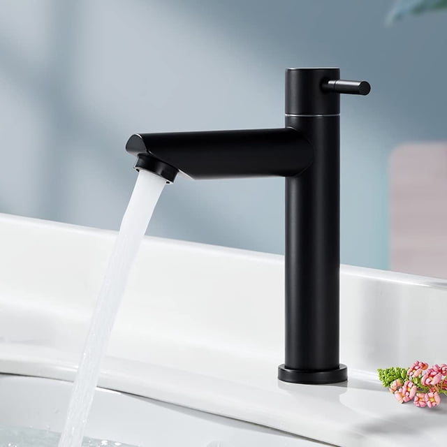 Grifo de baño Solo agua fría Grifo de lavabo de baño negro mate Grifo de agua fría de acero inoxidable de estilo moderno, alcance aplicable (baño, fregadero, lavabo, inodoro) esquí esquí Gafas de esquí