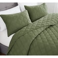 thumbnail image 3 of Brooklyn Loom Diamond Stiched Prewashed 100% Cotton Green 3-Piece Full/Queen Quilt Set, Solid Casual themed, Adult Bedding, OEKO-TEX Certified, 3 of 10