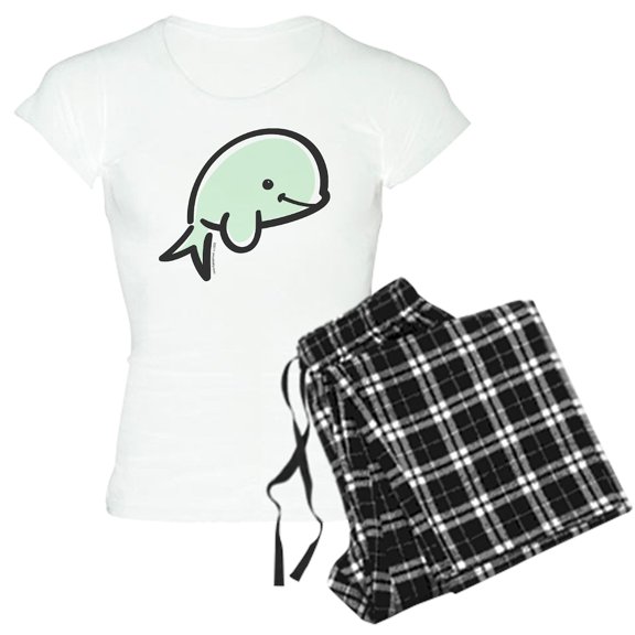 CafePress - Cute Baby Beluga Women's Light Pajamas - Women's Short Sleeve Print T-Shirt and Pants Light Cotton Pajama Set