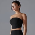thumbnail image 4 of SWSMCLT Women's Crop Tube Top Tube Top Ruched Summer Casual Light Soft Tight Yoga Fitted Sexy Strapless Top Black Large, 4 of 5