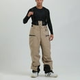 thumbnail image 3 of Men Snow Bibs, Women Baggy Ski Pants Snowboard Overall Insulated Warm Waterproof Windproof for Outdoor Winter Khaki XXL, 3 of 9