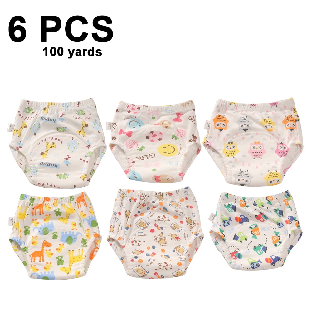 6 Pack Unisex Cotton Reusable Potty Training Underwear Breathable
