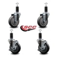 thumbnail image 2 of 4 Inch Thermo Rubber Wheel Swivel 1-1/4 Inch Expanding Stem Caster Set 2 Brakes, 2 of 2